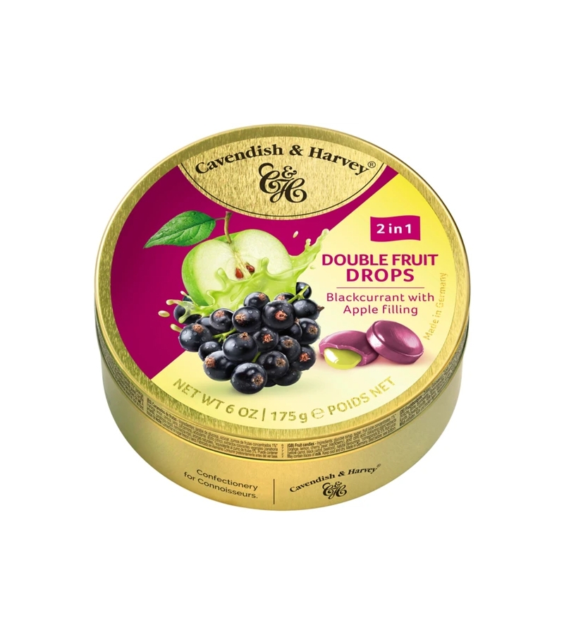 Cavendish & Harvey Double Fruit Drops Blackcurrant with Apple Filling 175 gr