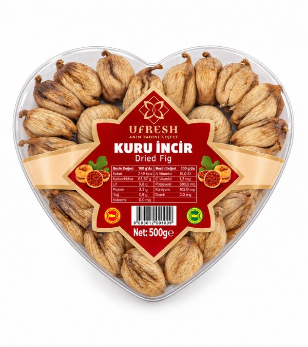 Kuru İncir - Şeffaf Kalp Tepsi (500 g)